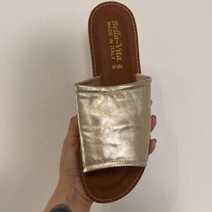 Bella Vita Women's Gold Slide Sandals size 8.5 - Made in Italy